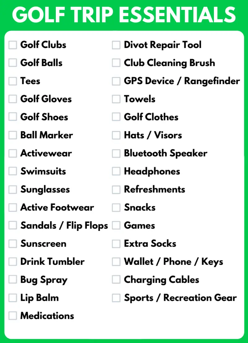 golf trip checklist pdf