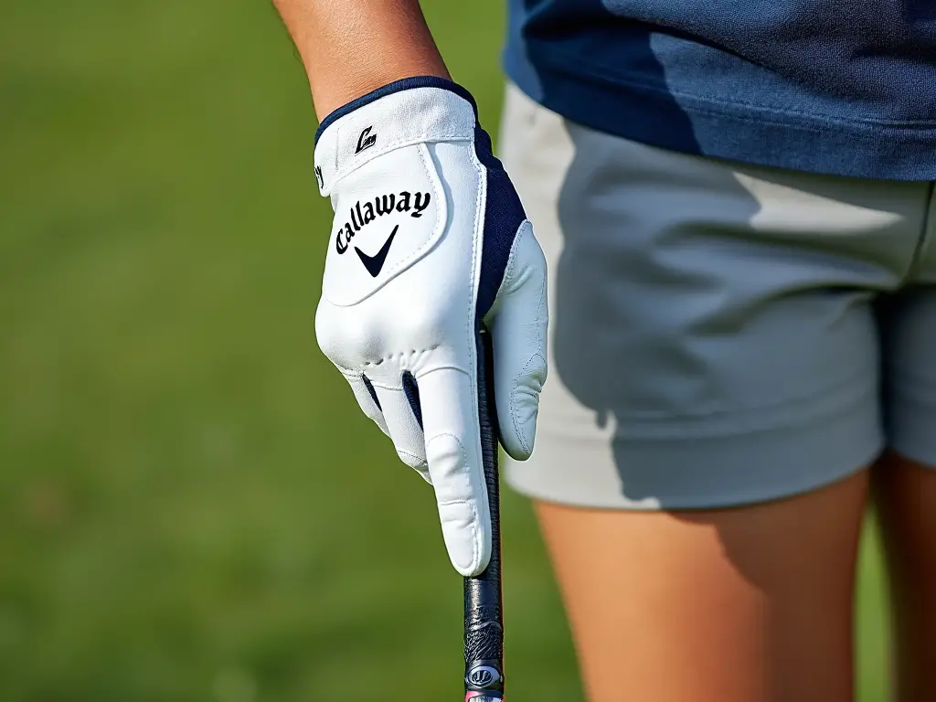 Woman wearing a Callaway golf glove.