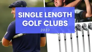 Best single length golf clubs for 2023 featured image with Bryson Dechambeau and irons