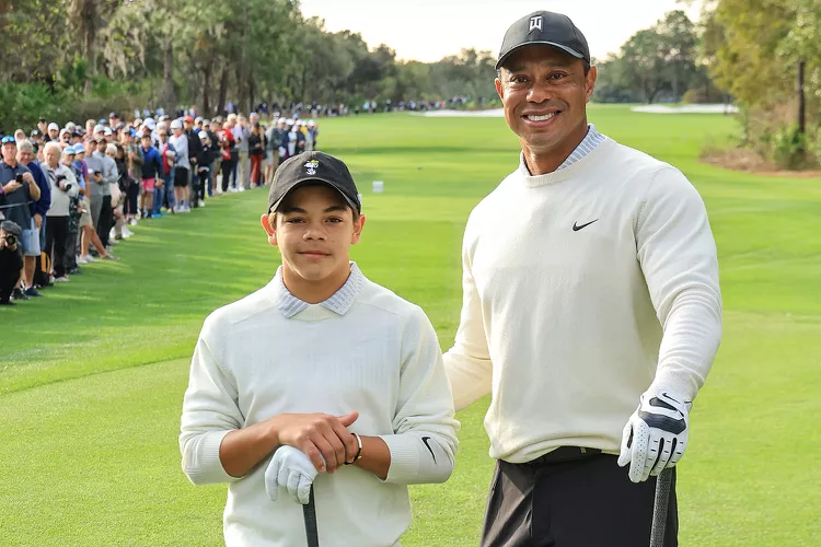 Tiger Woods Caddies — Without a Noticeable Limp — for Son Charlie at Junior Golf National Championship