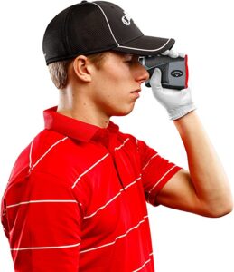 Golfer using a rangefinder