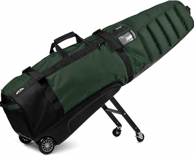 Sun Mountain ClubGlider Meridian soft golf travel cover with retractable legs and pivoting wheels
