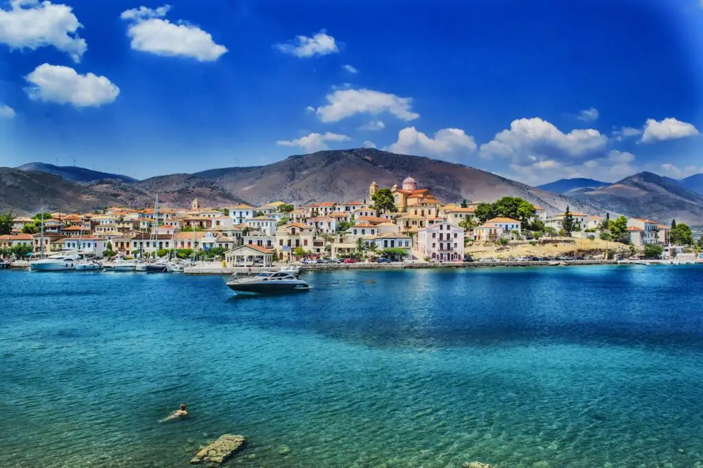 Mediterranean town as viewed from the sea