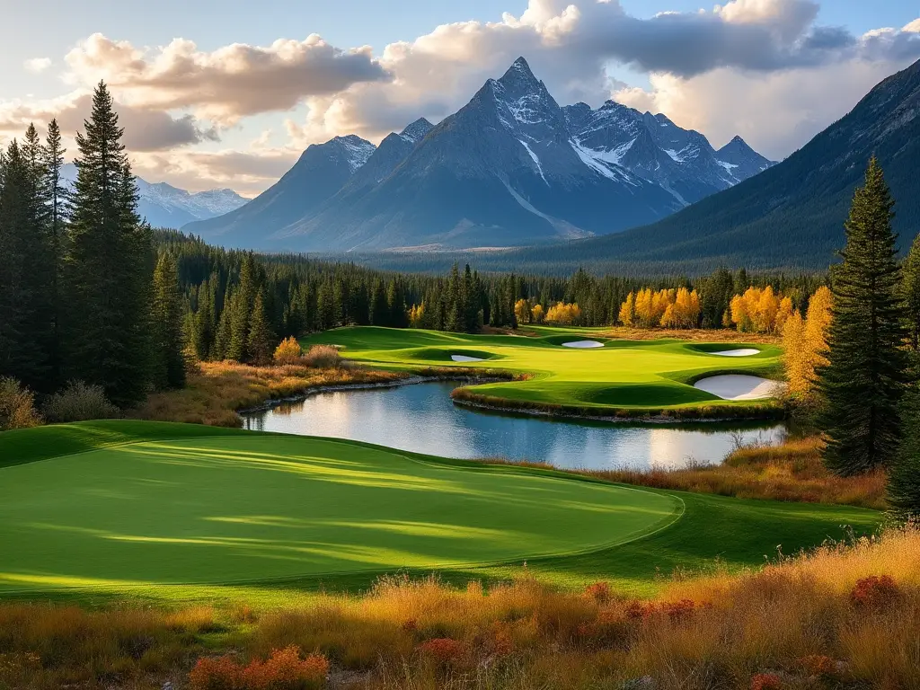 Canadian Rockies golf course photography in fall.