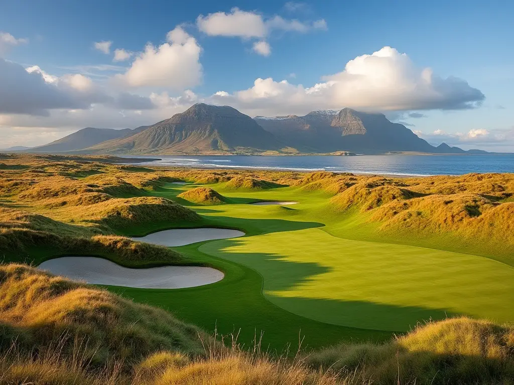 Photography of a golf course in the Scotland highlands in autumn.