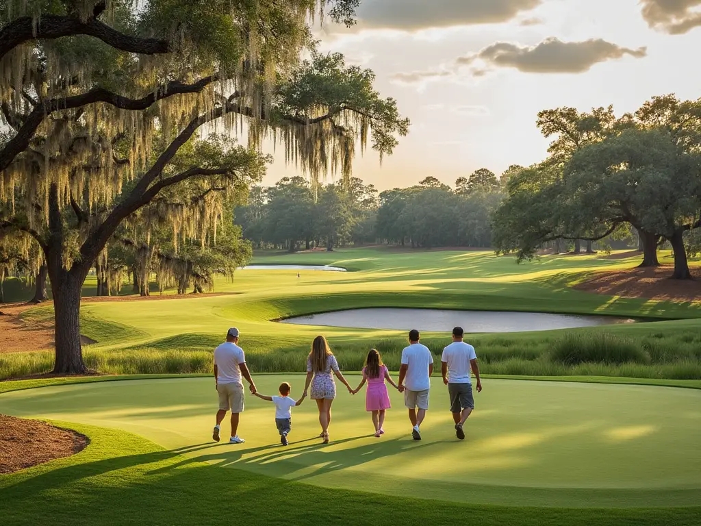 Family photo on a golf course in Sea Island, Georgia