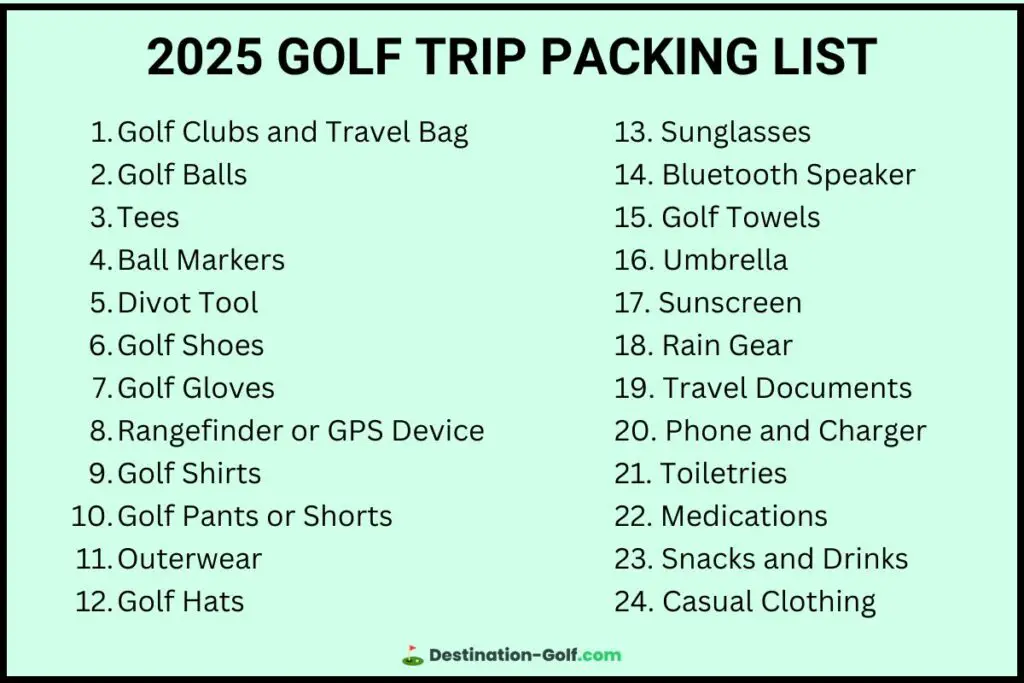 Golf Trip Packing List 2025 - 24 Essential Items for Golfers