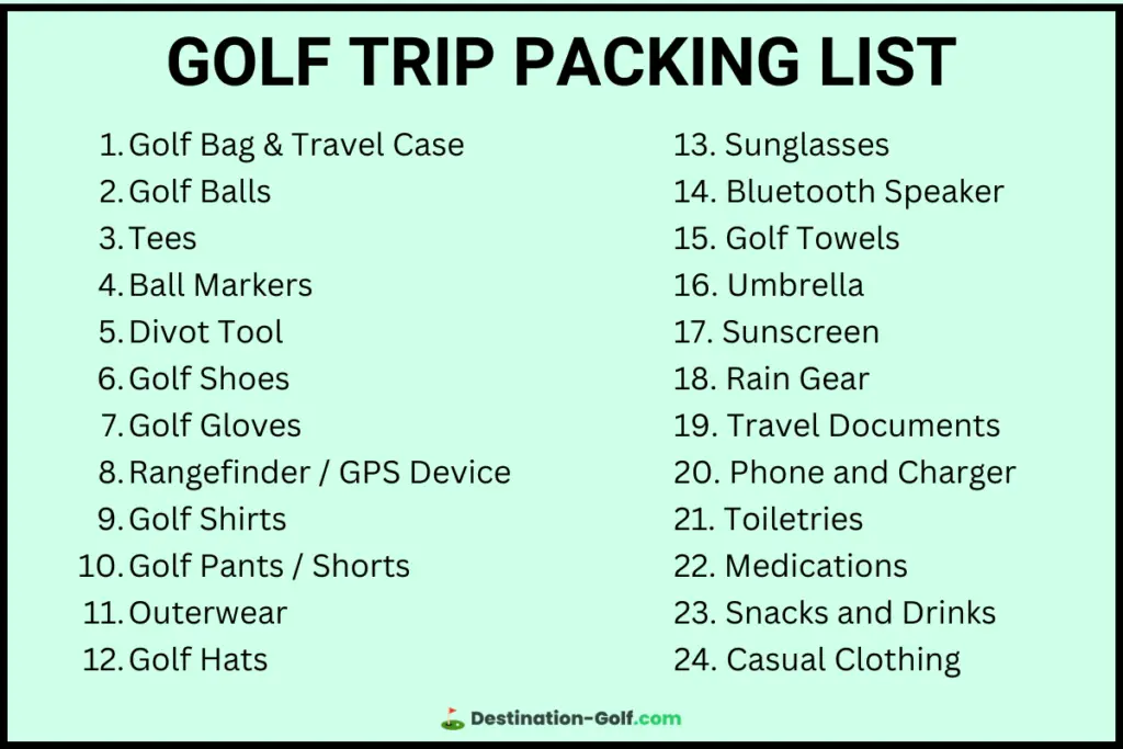 golf trip packing checklist