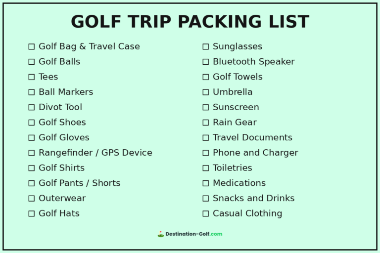 Golf trip packing list checklist