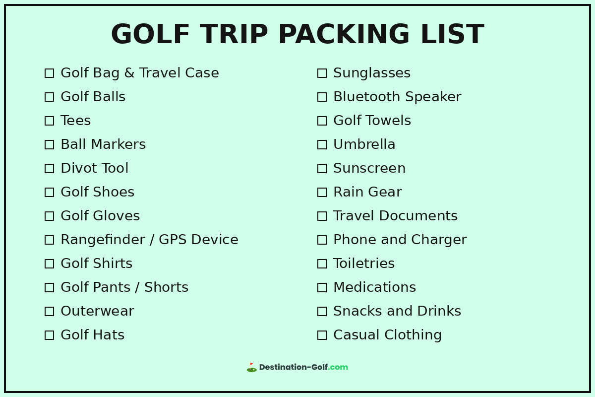 Golf trip packing list of the essentials to pack