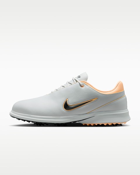 Nike Victory Tour 4 waterproof golf shoes in photon dust with tangerine collar
