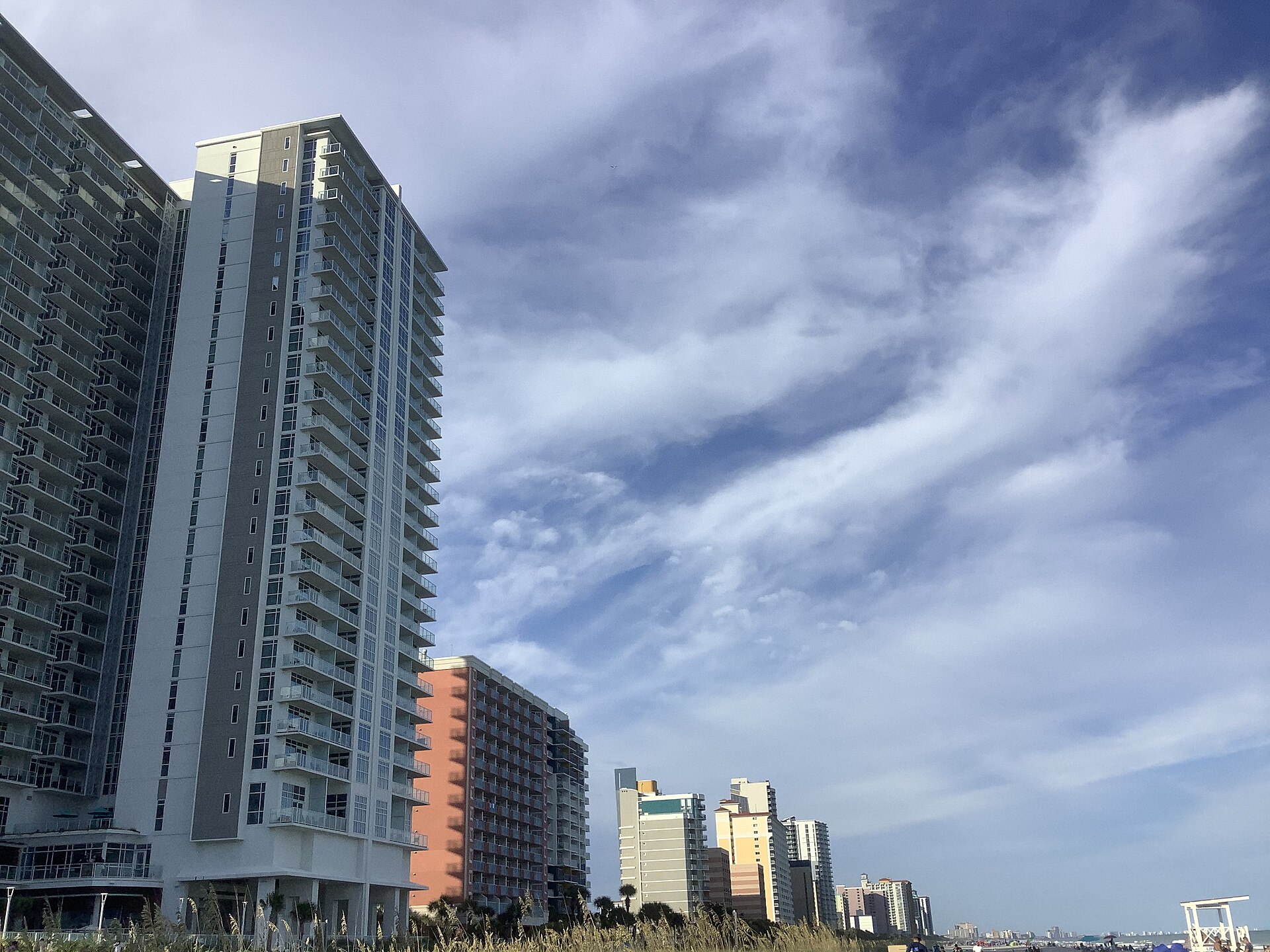 Hotels along the Grand Strand beachfront in Myrtle Beach