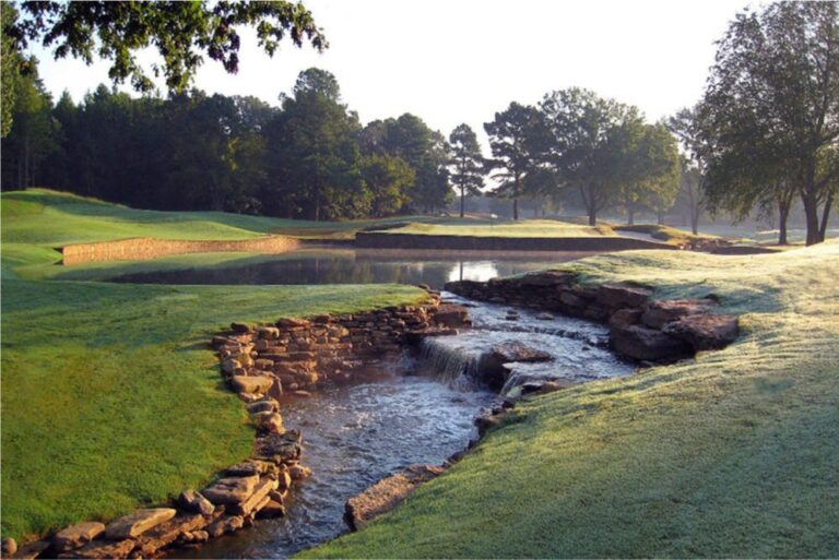 Water feature and fairway at Mirimichi Golf Course in Millington near Memphis.