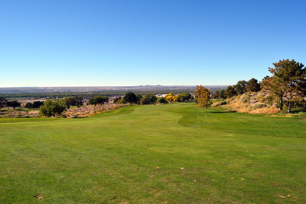 Fairway on the University of New Mexico Championship Golf Course with Albuquerque beyond
